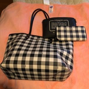 Coach Gingham Tote & Wallet